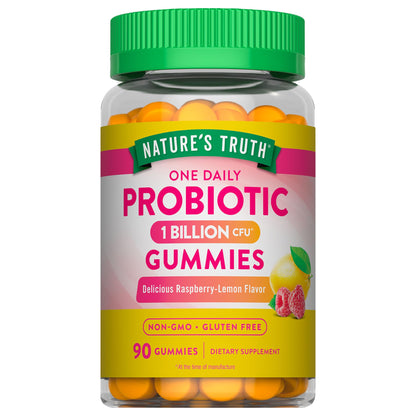 Nature's Truth Probiotic Gummies | 1 Billion CFU | 90 Count | Raspberry Lemon Flavor | Non-GMO & Gluten Free Supplement - Maple Wellness Supplements