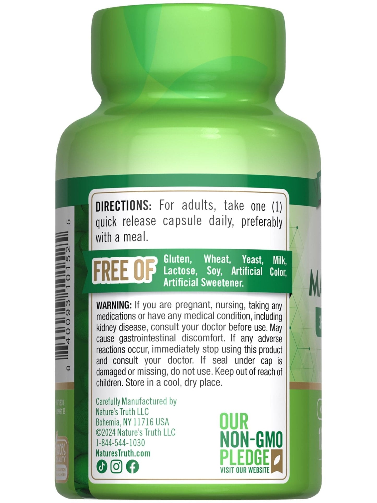 Nature's Truth Triple Magnesium Complex Supplement | 100 Capsules | 420 mg Magnesium Oxide, Citrate & Aspartate | Non-GMO & Gluten Free - Maple Wellness Supplements