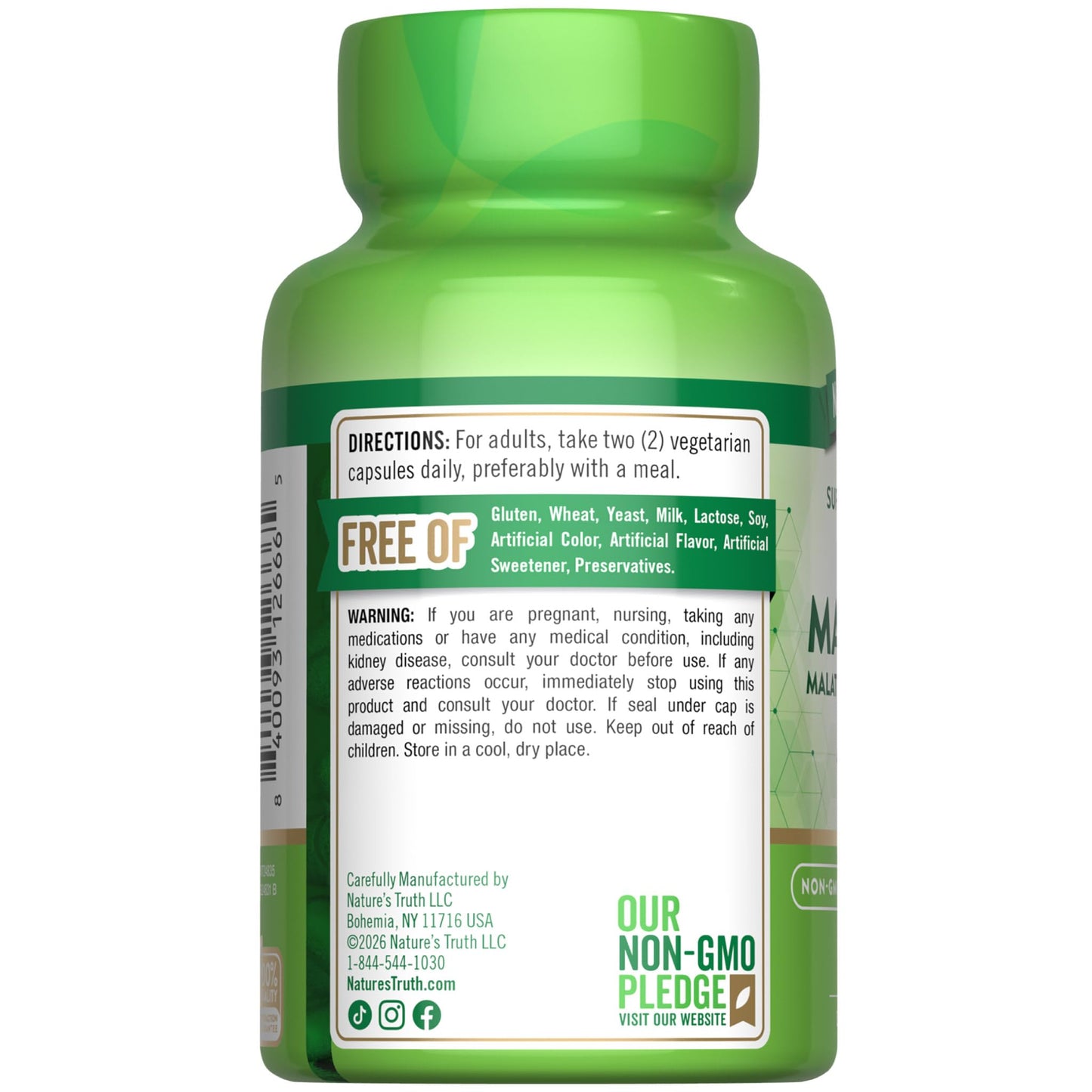 Nature's Truth Triple Magnesium Complex Supplement | 60 Capsules | Glycinate, Citrate & Malate | with D3 & Zinc | Vegetarian, Non-GMO, & Gluten Free - Maple Wellness Supplements