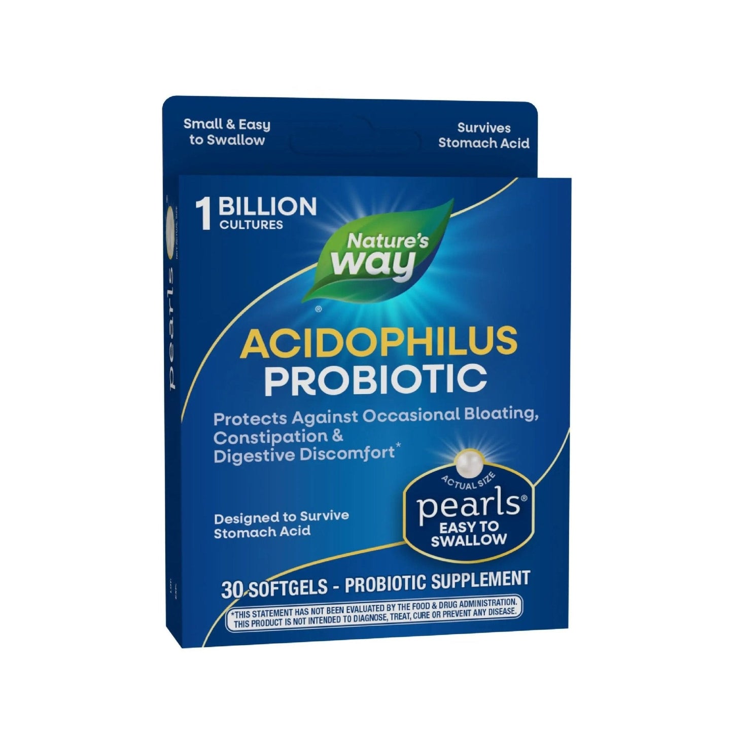 Nature's Way Acidophilus Probiotic Pearls, Supports Digestive Balance & Gut Health, Reduce Occasional Constipation and Bloating*, 1 Billion Cultures, 30 Softgels - Maple Wellness Supplements