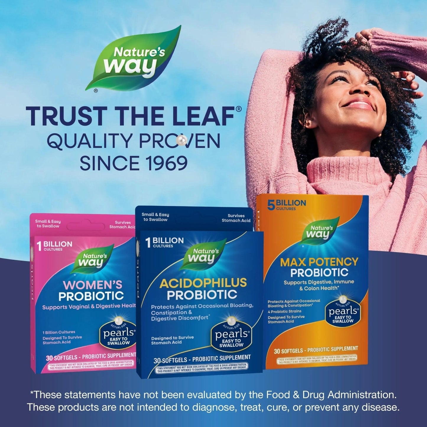 Nature's Way Acidophilus Probiotic Pearls, Supports Digestive Balance & Gut Health, Reduce Occasional Constipation and Bloating*, 1 Billion Cultures, 30 Softgels - Maple Wellness Supplements