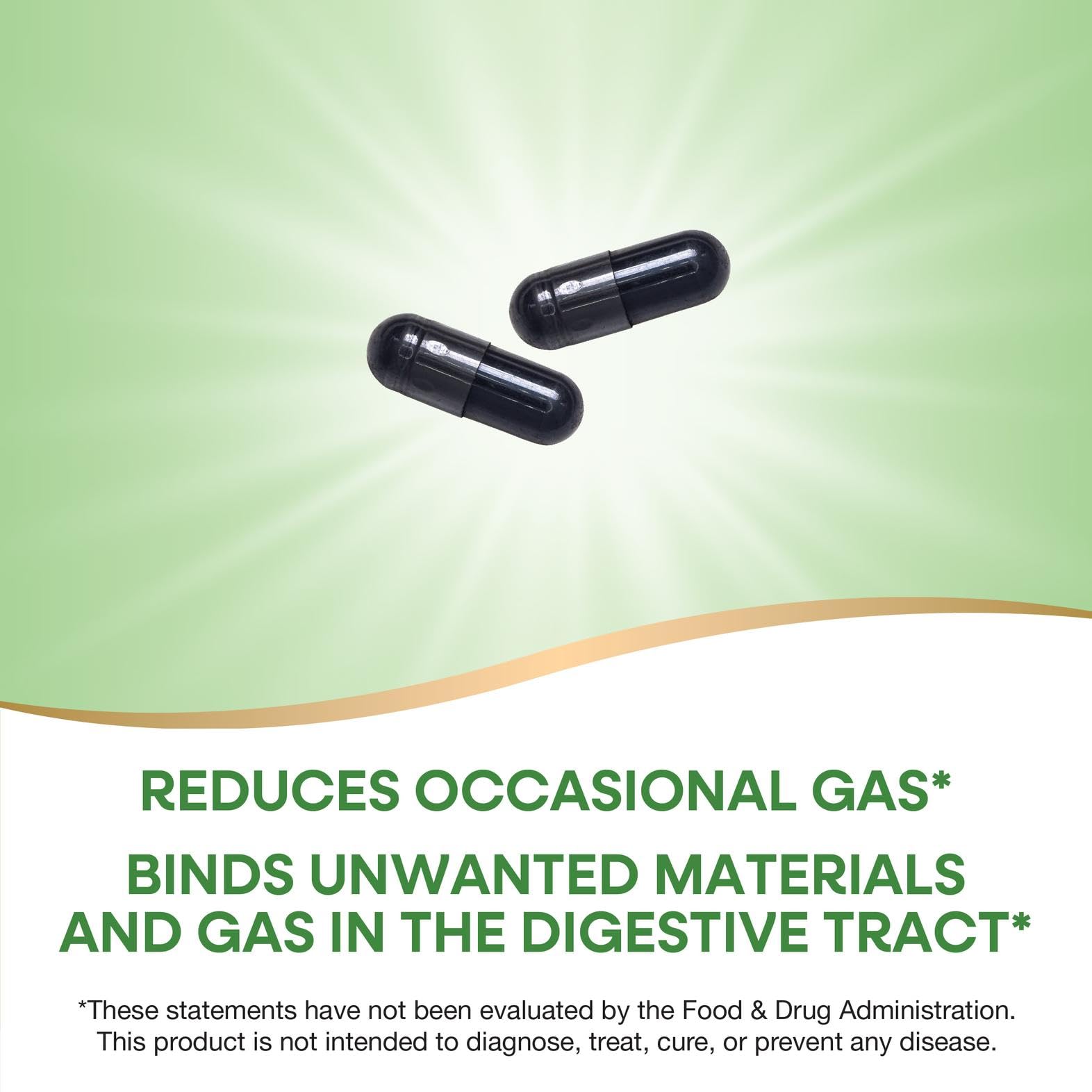 Nature's Way Activated Charcoal, Binds Unwanted Materials and Gas in the Digestive Tract*, 560 mg per 2-Capsule Serving, - Maple Wellness Supplements