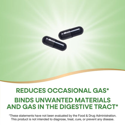 Nature's Way Activated Charcoal, Binds Unwanted Materials and Gas in the Digestive Tract*, 560 mg per 2-Capsule Serving, - Maple Wellness Supplements