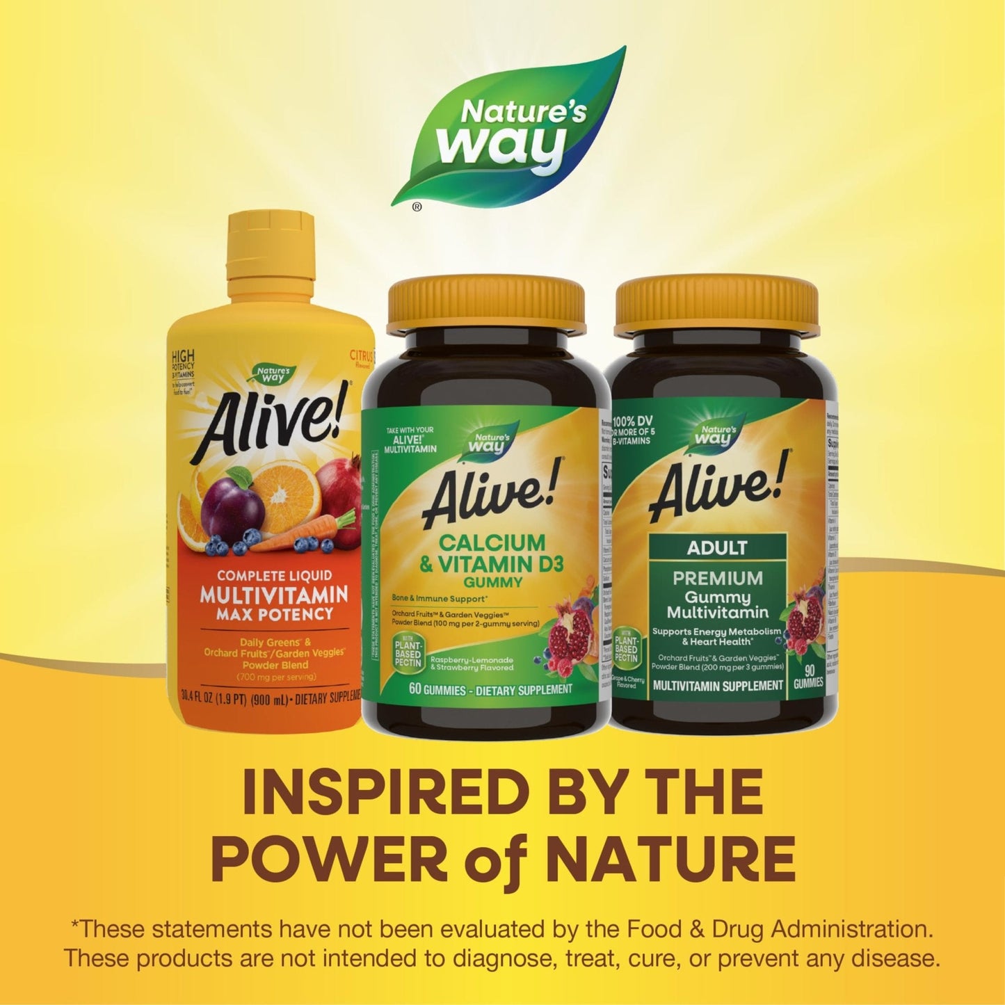 Nature’s Way Alive! Chewable Calcium Gummies with Vitamin D3, Daily Supplement Supports Healthy Bones and Teeth, and Muscle Function*, Strawberry and Raspberry - Maple Wellness Supplements