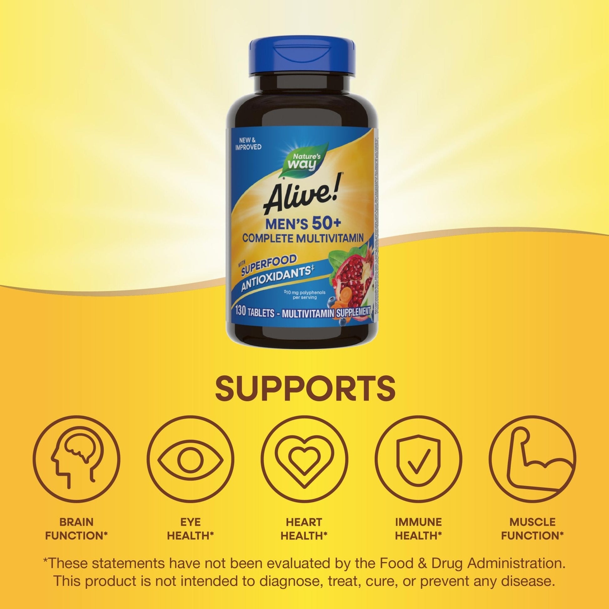 Nature’s Way Alive! Men’s 50+ Multivitamin Complete Tablets, Daily Multivitamin for Men Over 50, Supports Cellular Energy Metabolism - Maple Wellness Supplements