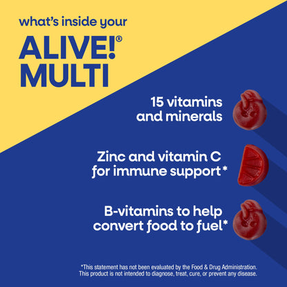 Nature’s Way Alive! Men’s 50 Plus Multivitamin Gummy, Daily Chewable Multivitamins for Men with B-Vitamins, Vitamin D3 & Zinc, Supports Heart - Maple Wellness Supplements