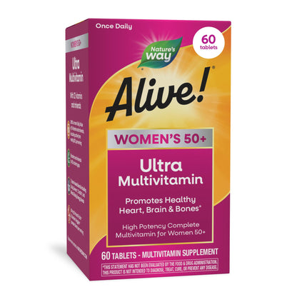 Nature’s Way Alive! Ultra Potency Multivitamin for Women 50 Plus, Complete High Potency Formula with Vitamin D3, C, E, Methylated B12, Supports, - Maple Wellness Supplements