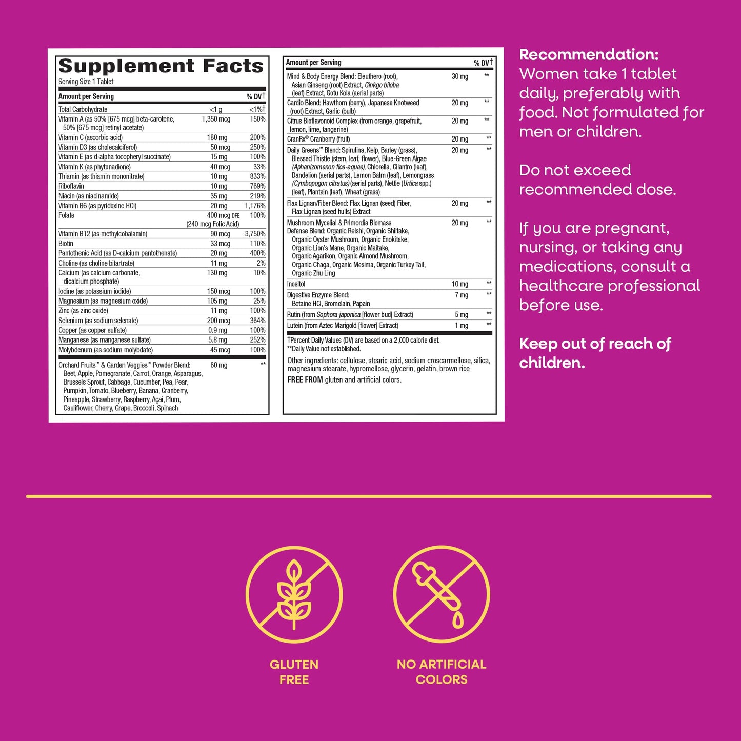 Nature’s Way Alive! Ultra Potency Multivitamin for Women 50 Plus, Complete High Potency Formula with Vitamin D3, C, E, Methylated B12, Supports, - Maple Wellness Supplements