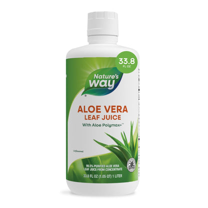 Nature’s Way Aloe Vera Leaf Juice, Flavorless Juice 99.5% Purified from Concentrate, Certified by The International Aloe Science Council, - Maple Wellness Supplements
