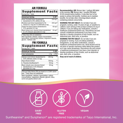 Nature's Way AM/PM PeriMenopause Formula, Perimenopause and PMS Symptom Support*, Hormone-Free, Hot Flashes*, PMS Symptoms*, Restful Sleep*, 30 AM & 30 PM Tablets - Maple Wellness Supplements