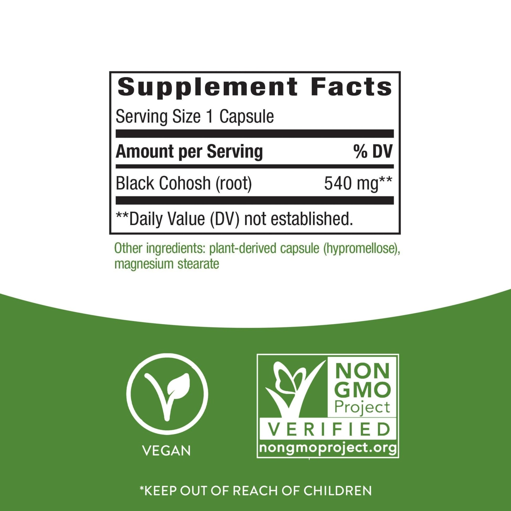 Nature's Way Black Cohosh Root, Traditional Support for Women's Health*, 540 mg - Maple Wellness Supplements