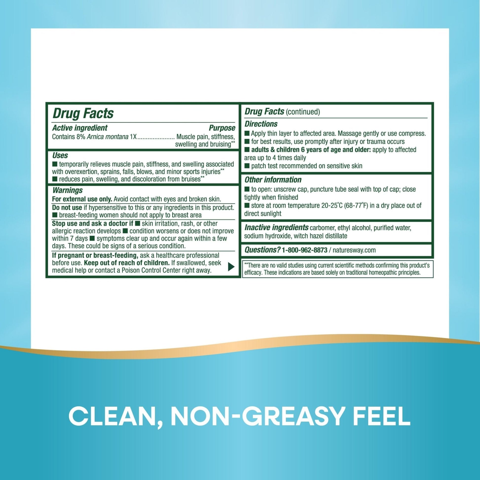 Nature's Way Boericke & Tafel Arniflora Arnica Gel, Temporarily Relieves Pain*, Swelling*, Stiffness*, 2.75 Oz (Packaging May Vary) - Maple Wellness Supplements