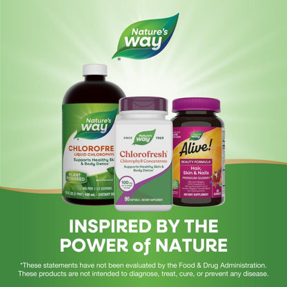 Nature’s Way Chlorofresh Chlorophyll Concentrate Softgels, Chlorophyllin Copper Complex, Internal Deodorant Supplement, Supports Healthy Skin and Detox Pathways - Maple Wellness Supplements