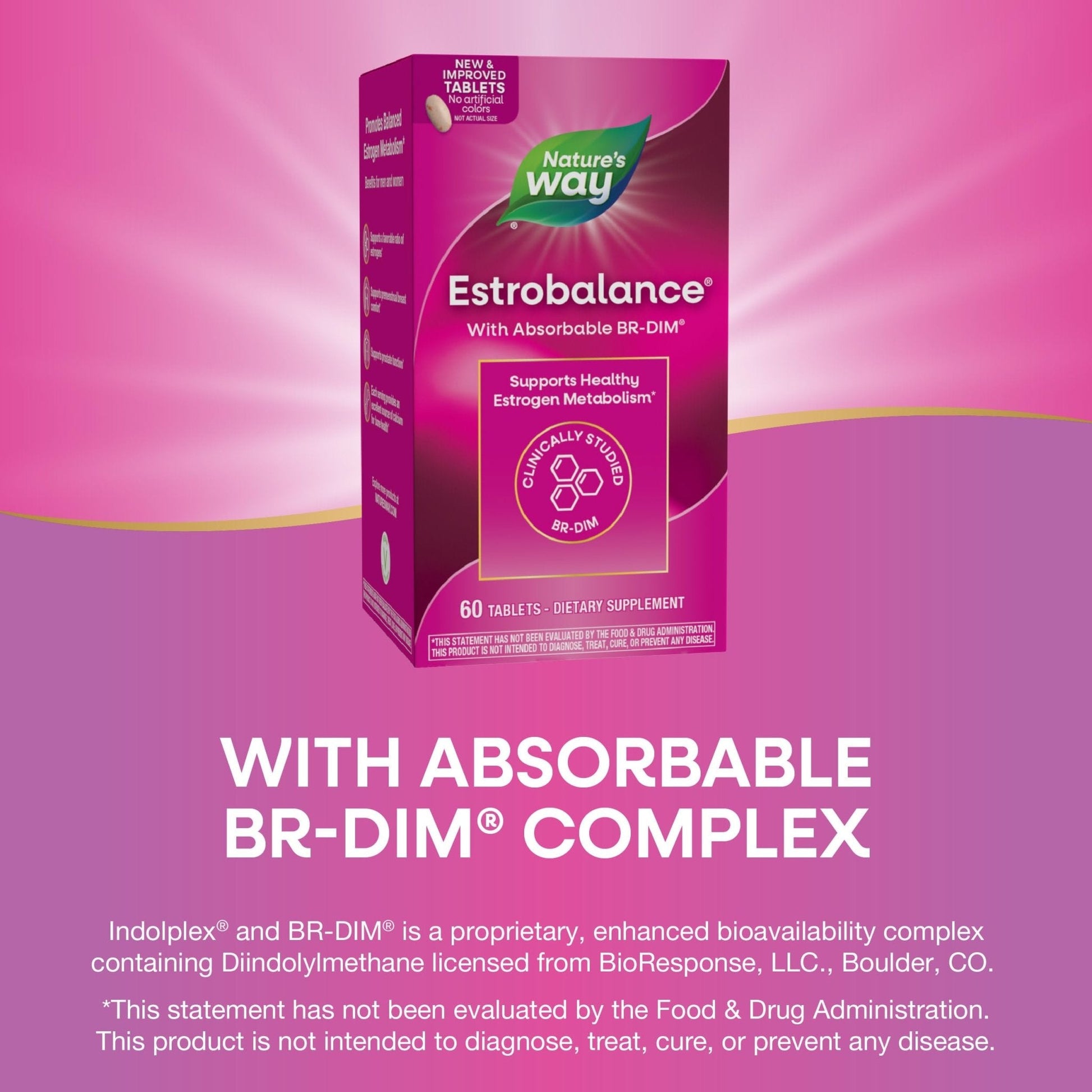 Nature's Way Estrobalance, Absorbable BR-DIM, Supports Healthy Estrogen Metabolism*, Vegan, Gluten Free, 60 Tablets (Packaging May Vary) - Maple Wellness Supplements