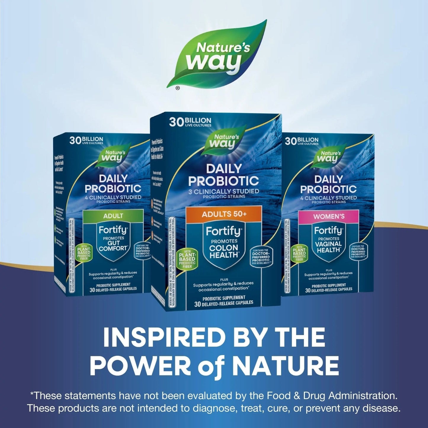 Nature's Way Fortify 50+ Daily Probiotic for Men & Women, 30 Billion Live Cultures, Colon, Digestive, and Immune Health Support* Supplement, 30 Capsules - Maple Wellness Supplements