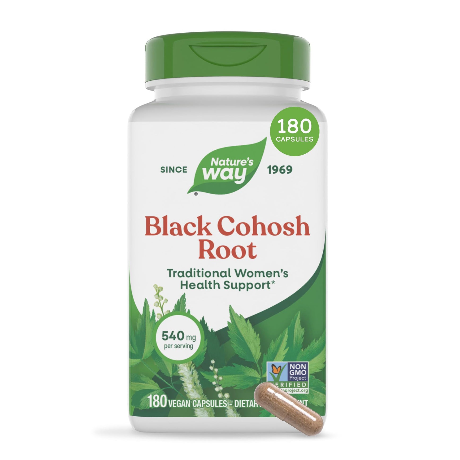 Nature’s Way Herbs Black Cohosh Root Capsules, Traditional Women’s Herbal Supplement*, Cimicifuga Racemosa Root, - Maple Wellness Supplements