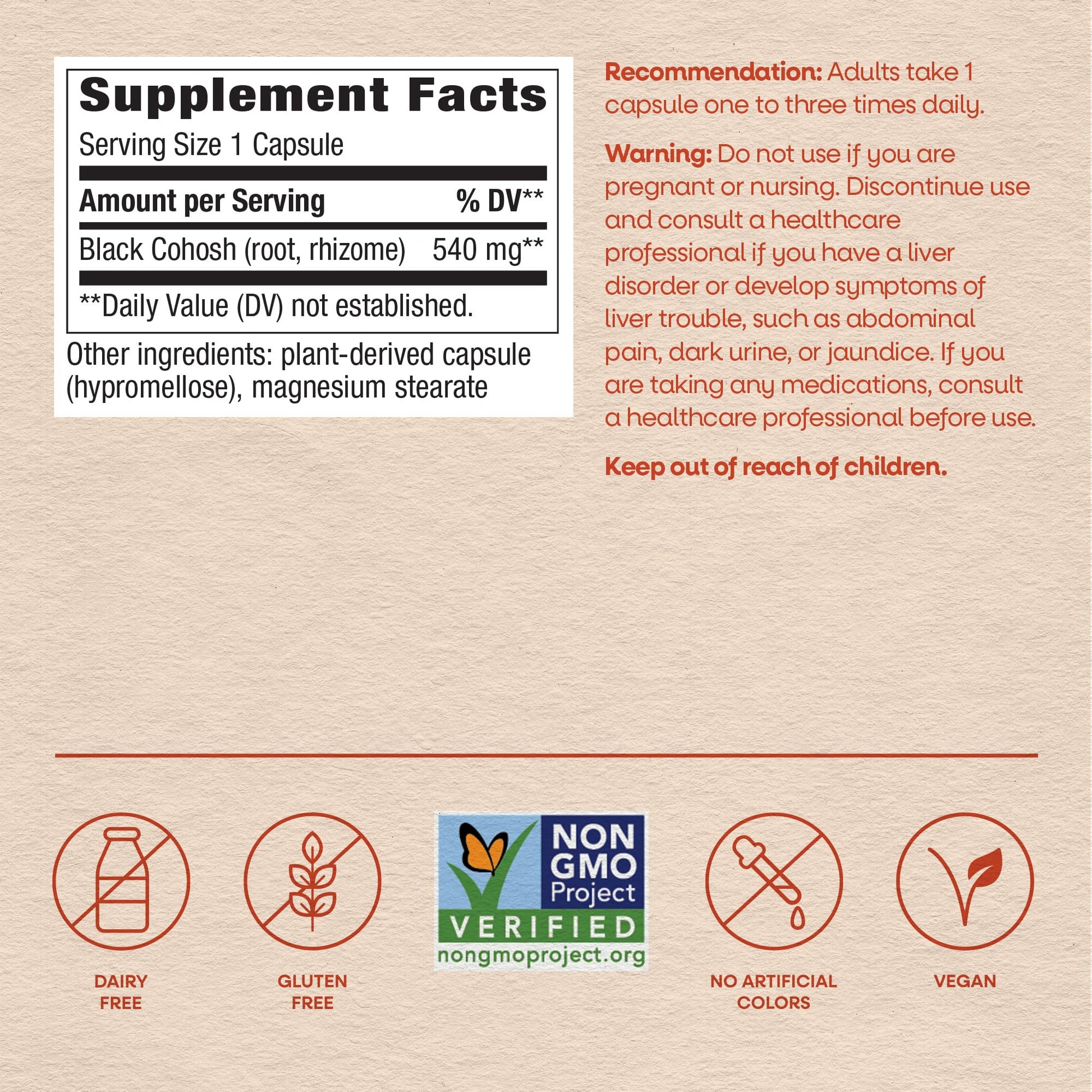 Nature’s Way Herbs Black Cohosh Root Capsules, Traditional Women’s Herbal Supplement*, Cimicifuga Racemosa Root, - Maple Wellness Supplements