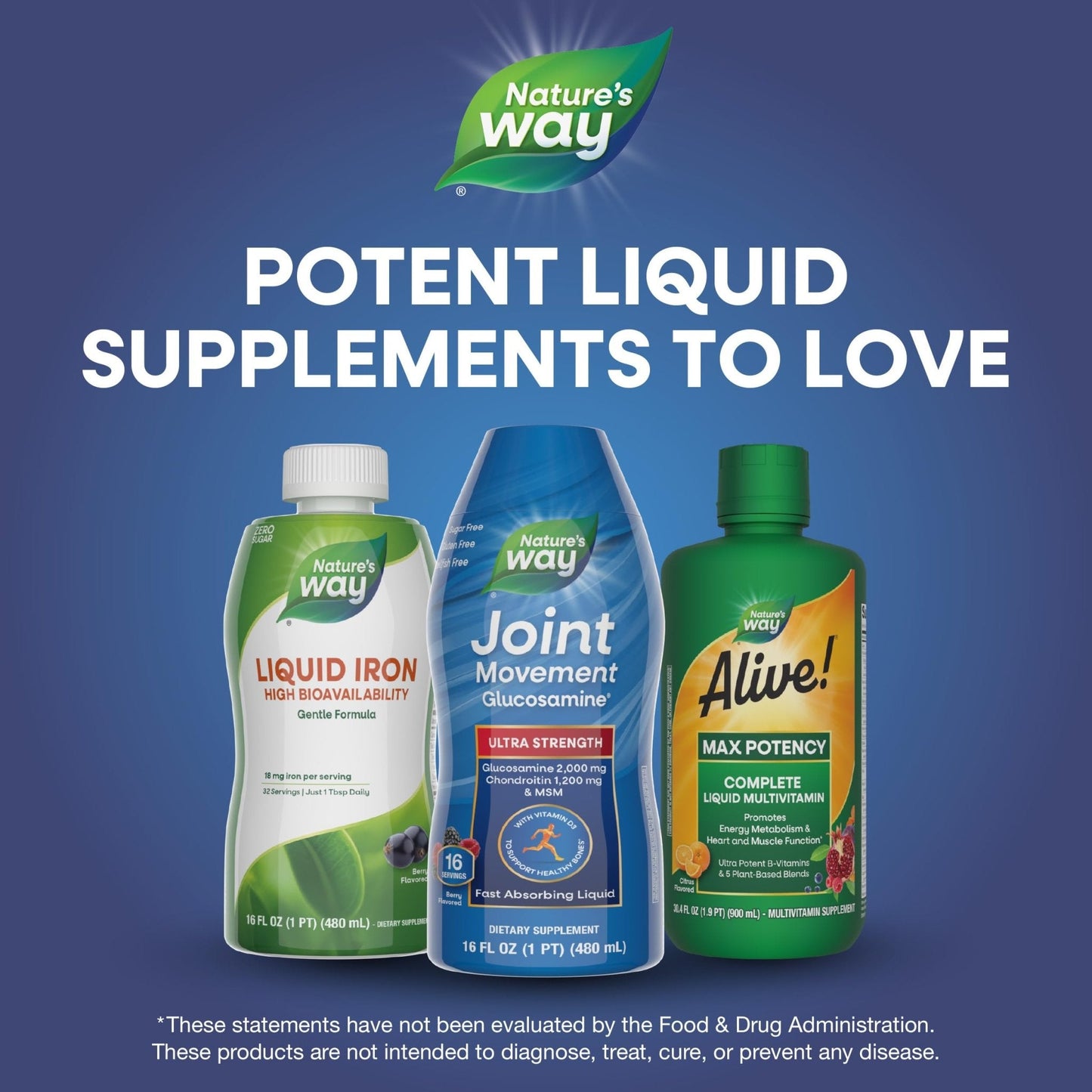 Nature's Way Joint Movement Glucosamine Fast Absorbing Liquid, Ultra Strength, Supports Healthy Bones*, Liquid Glucosamine Chondroitin, MSM with Vitamin D3, Berry Flavored, 16 Fl Oz - Maple Wellness Supplements