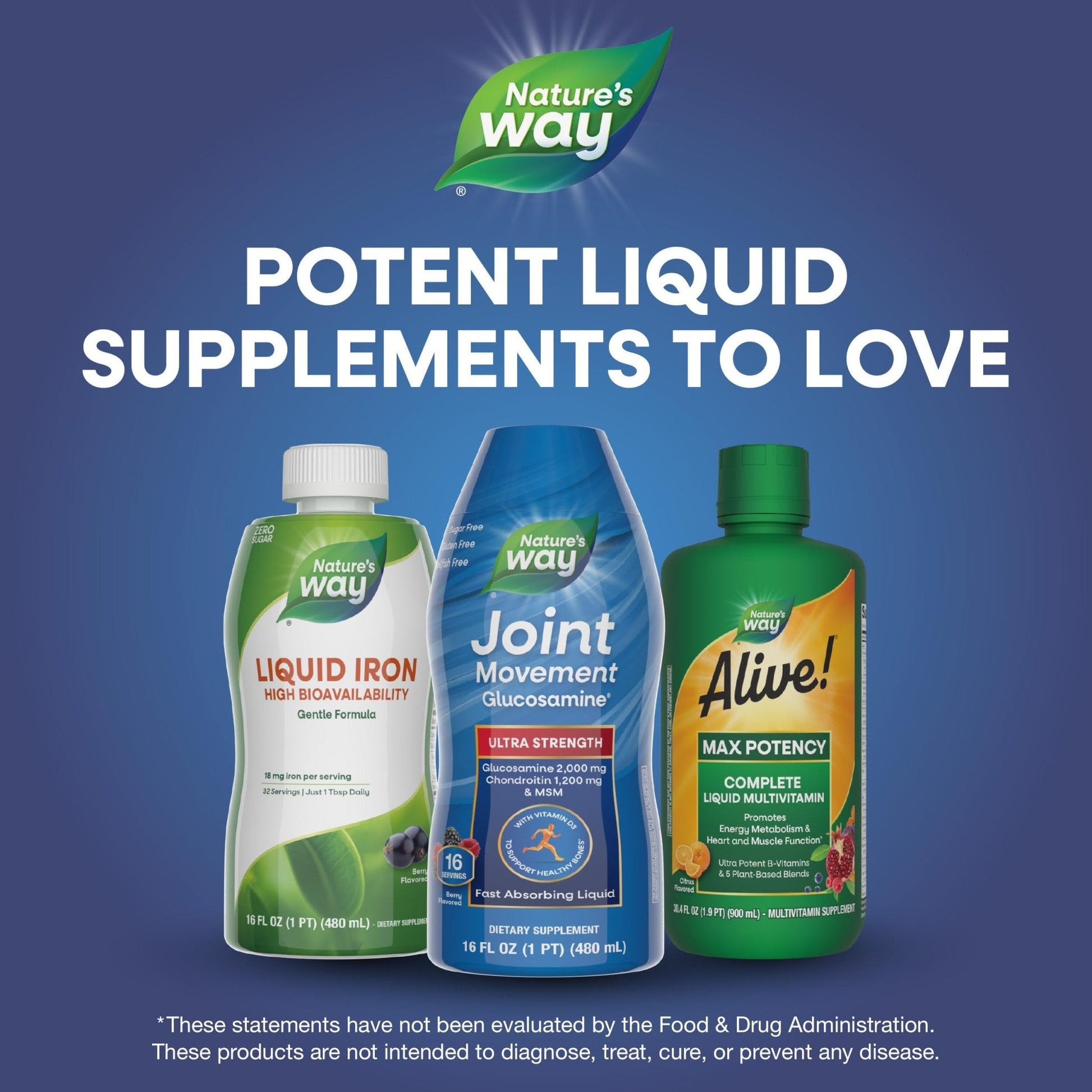 Nature's Way Joint Movement Glucosamine Fast Absorbing Liquid, Ultra Strength, Supports Healthy Bones*, Liquid Glucosamine Chondroitin, MSM with Vitamin D3, Berry Flavored, 16 Fl Oz - Maple Wellness Supplements
