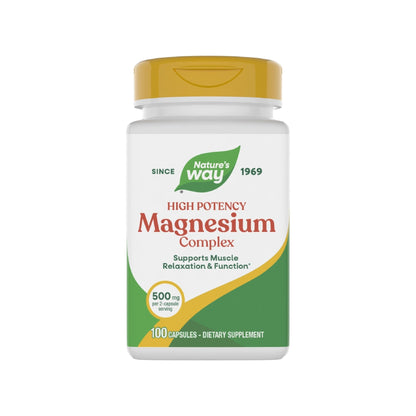 Nature's Way Magnesium Complex, Supports Muscle Relaxation*, Muscle Function*, Promotes a sense of Calm*, Magnesium Citrate and Oxide, 100 Capsules - Maple Wellness Supplements