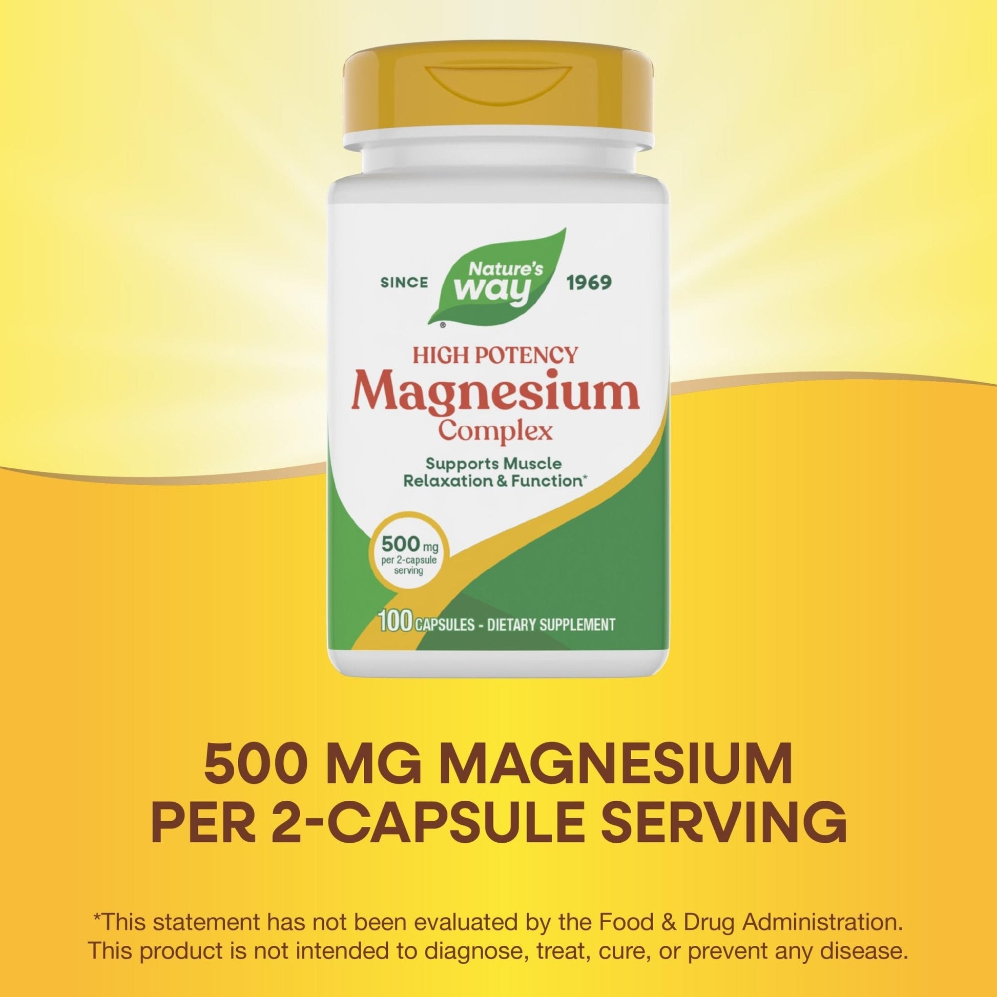 Nature's Way Magnesium Complex, Supports Muscle Relaxation*, Muscle Function*, Promotes a sense of Calm*, Magnesium Citrate and Oxide, 100 Capsules - Maple Wellness Supplements