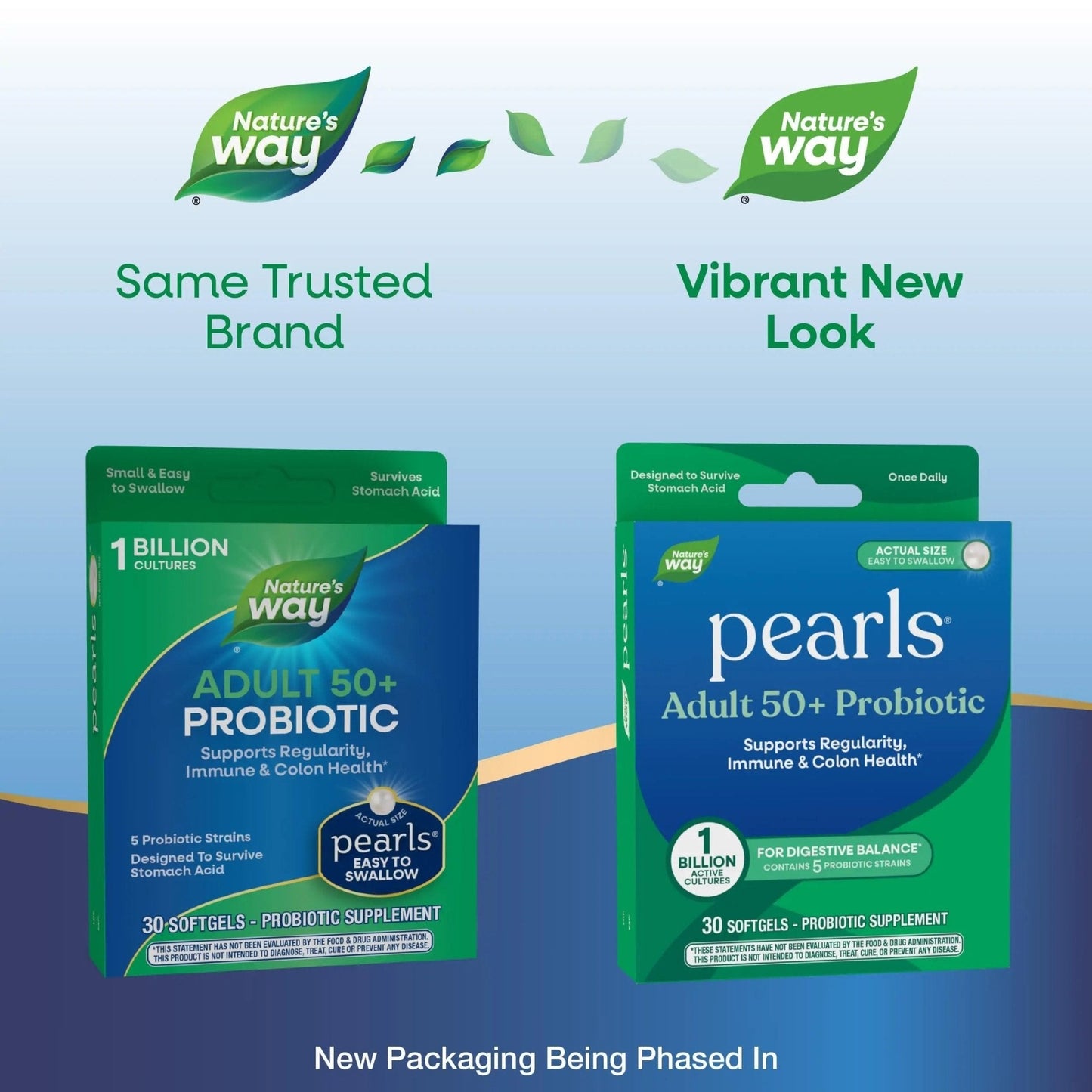 Nature's Way Pearls Adult 50+ Probiotic, Probiotics for Digestive Health* Supports Regularity, Immune & Colon Health*, 1 Billion Cultures, No Refrigeration Needed, 30 Softgels - Maple Wellness Supplements