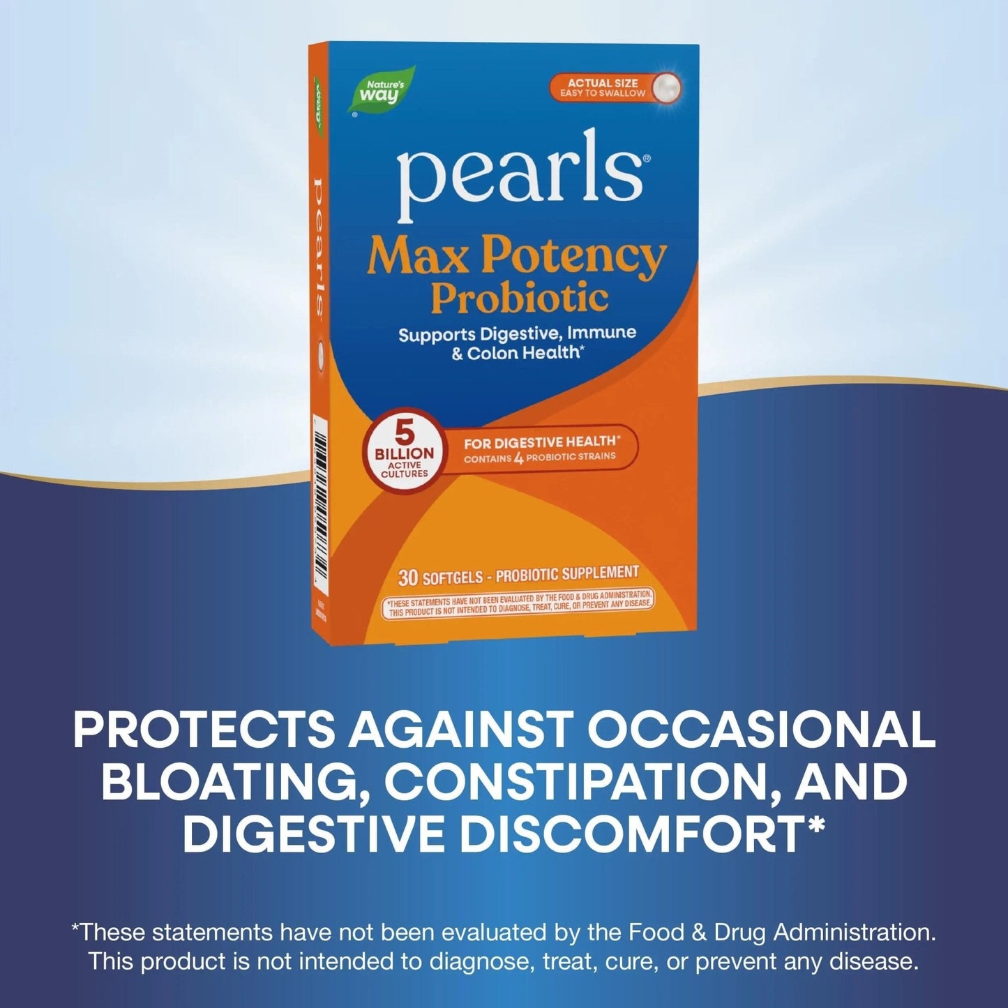 Nature's Way Pearls Max Potency Probiotic for Men and Women, Supports Digestive, Immune, Colon Health*, 5 Billion Live Cultures, No Refrigeration Required, 30 Softgels - Maple Wellness Supplements