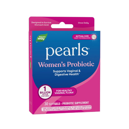 Nature's Way Pearls Women's Probiotic, Supports Women's and Digestive Health*, Protects Against Occasional Constipation & Bloating*, 1 Billion Live Cultures, 30 Softgels (Packaging May Vary) - Maple Wellness Supplements