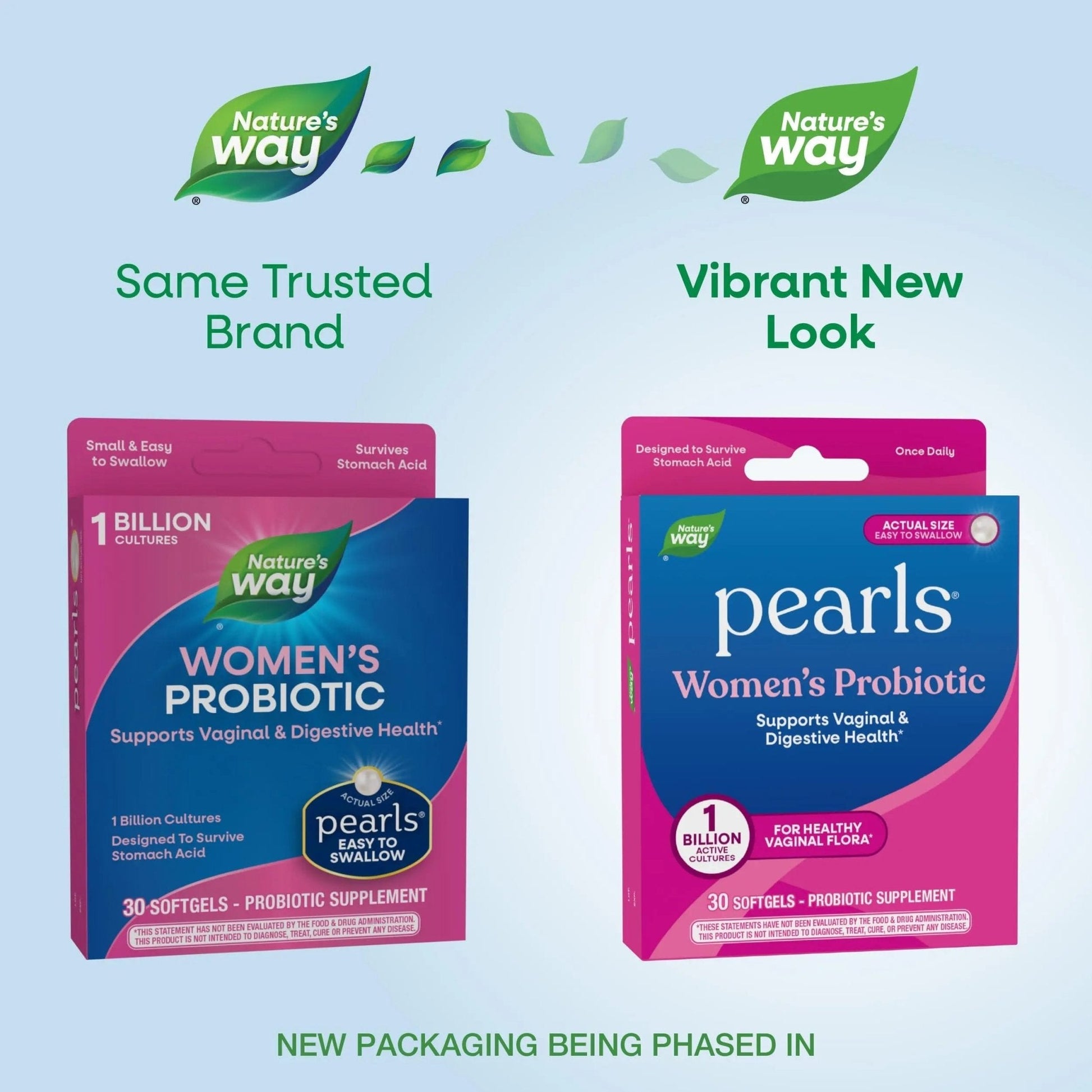 Nature's Way Pearls Women's Probiotic, Supports Women's and Digestive Health*, Protects Against Occasional Constipation & Bloating*, 1 Billion Live Cultures, 30 Softgels (Packaging May Vary) - Maple Wellness Supplements