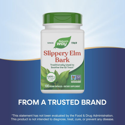 Nature’s Way Slippery Elm Bark Capsules, Traditional Digestive Support to Soothe Gastrointestinal Tract*, 1,600 mg per 4-Capsule Serving - Maple Wellness Supplements