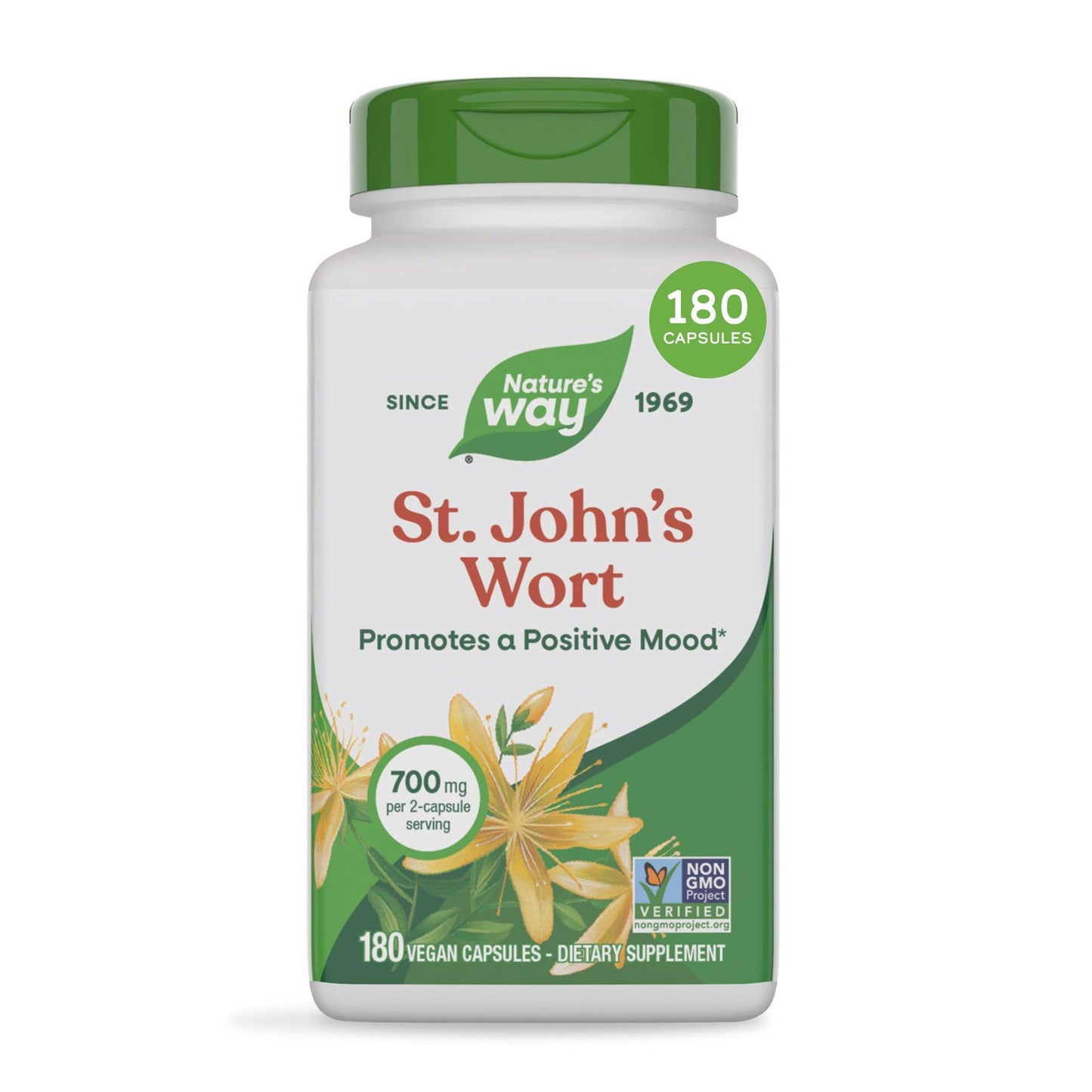 Nature’s Way St. John’s Wort Capsules, Herbal Supplement Promotes a Positive Outlook*, 700 mg per 2-capsule serving - Maple Wellness Supplements