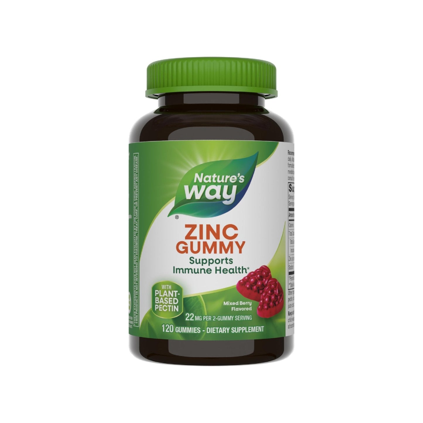 Nature's Way Zinc Gummies, Adult & Kids 9+ Immune Support Gummies*, 100% Daily Value per Serving, Mixed Berry Flavor, 120 Chews - Maple Wellness Supplements