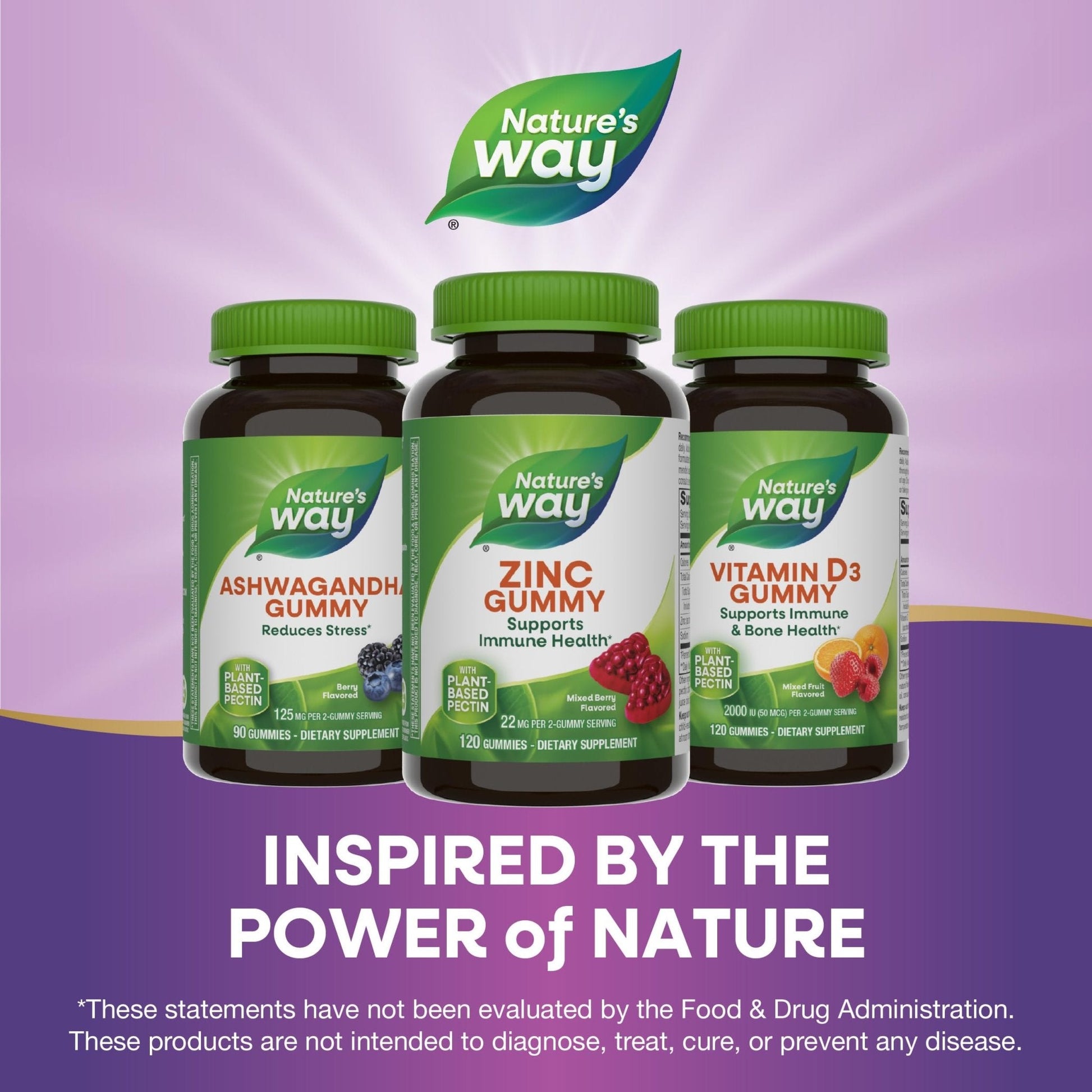 Nature's Way Zinc Gummies, Adult & Kids 9+ Immune Support Gummies*, 100% Daily Value per Serving, Mixed Berry Flavor, 120 Chews - Maple Wellness Supplements