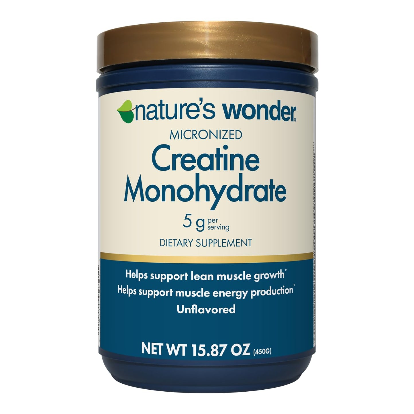 Nature's Wonder Micronized Creatine Monohydrate Powder 5g, Muscle Health, Muscle Energy Production, No Lactose, 5g of Micronized creatine Powder per Serving, 450G, 90 Servings - Maple Wellness Supplements