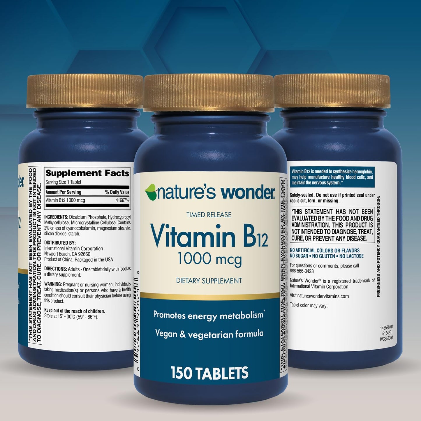 Nature's Wonder Vitamin B12 1000 mcg Timed Release Tablets for Energy Metabolism, Supports Brain Health and Nervous System Health - Maple Wellness Supplements