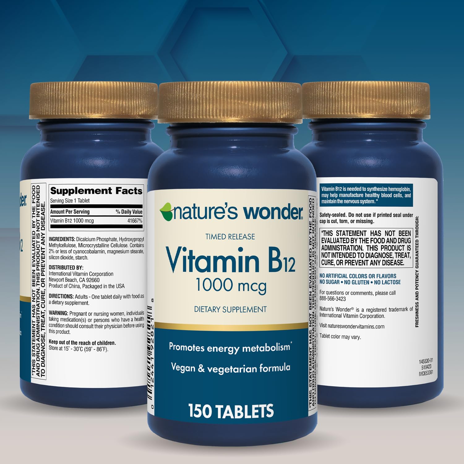 Nature's Wonder Vitamin B12 1000 mcg Timed Release Tablets for Energy Metabolism, Supports Brain Health and Nervous System Health - Maple Wellness Supplements
