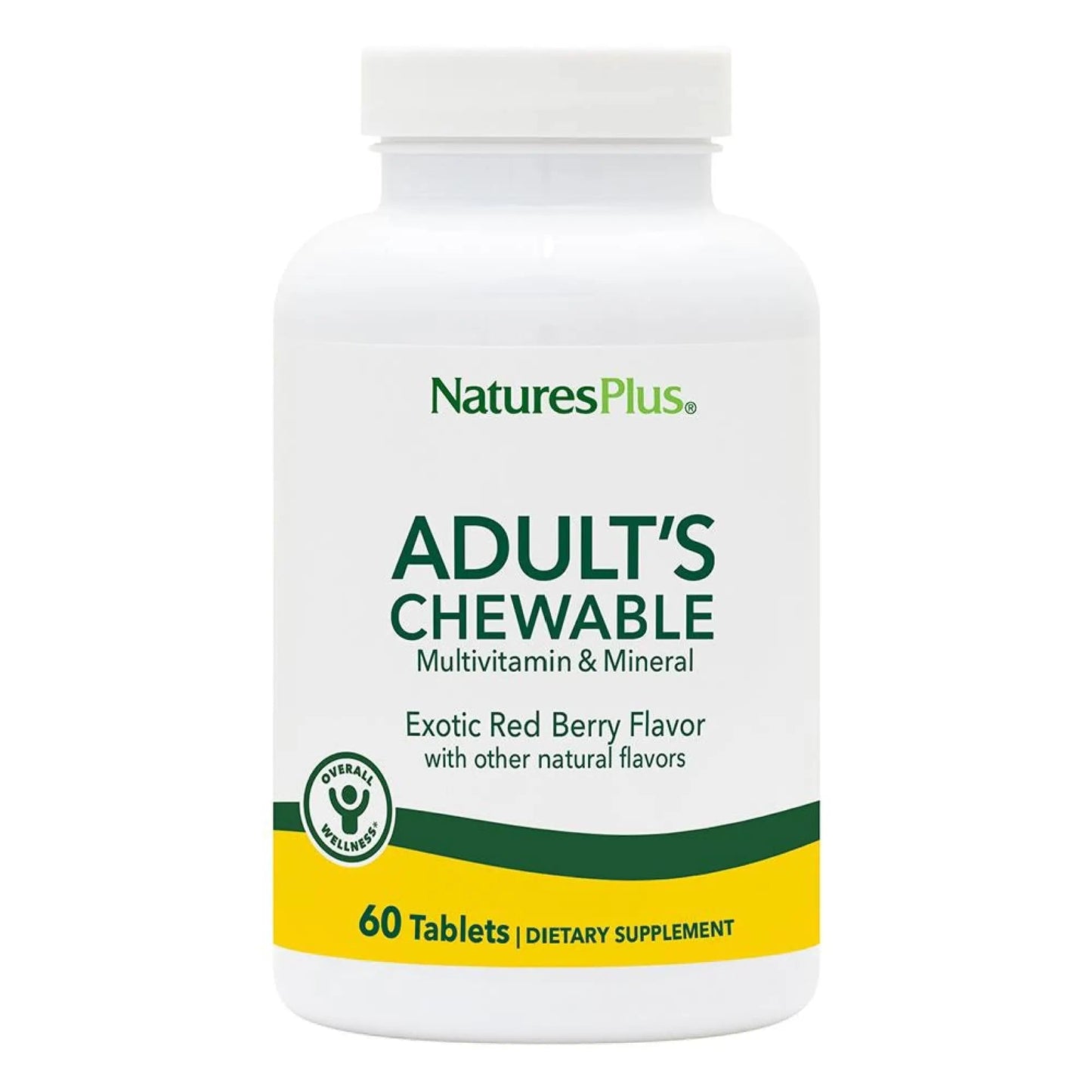 NaturesPlus Adult's Chewable - 60 Tablets, Exotic Red Berry Flavor - Multivitamin & Mineral - Vegetarian, Gluten Free - 60 Servings - Maple Wellness Supplements