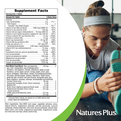 NaturesPlus Adult's Chewable - 60 Tablets, Exotic Red Berry Flavor - Multivitamin & Mineral - Vegetarian, Gluten Free - 60 Servings - Maple Wellness Supplements