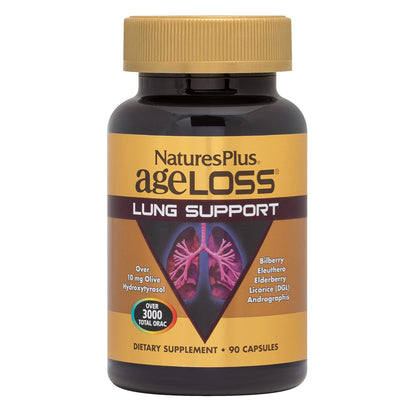 NaturesPlus AgeLoss Lung Support - 90 Capsules - Vegetarian, Gluten Free - 30 Servings - Maple Wellness Supplements