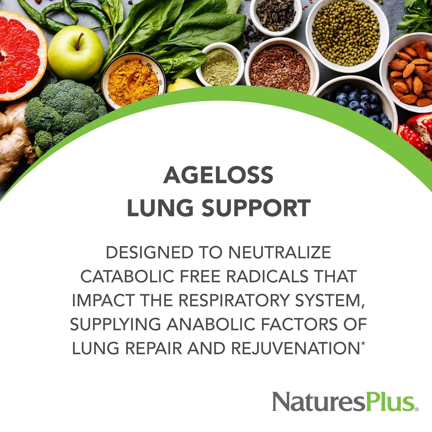 NaturesPlus AgeLoss Lung Support - 90 Capsules - Vegetarian, Gluten Free - 30 Servings - Maple Wellness Supplements