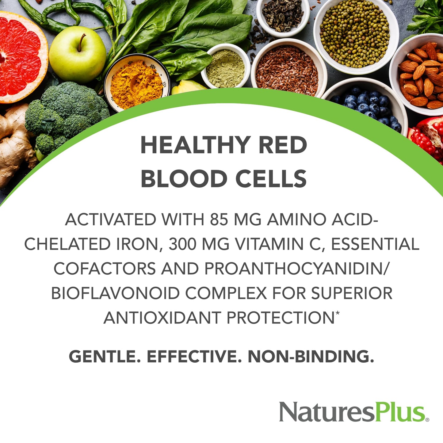 NaturesPlus Hema-Plex Iron - 60 Fast-Acting Softgels - 85 mg Iron + Vitamin C & Bioflavonoids for Healthy Red Blood Cells - Maple Wellness Supplements