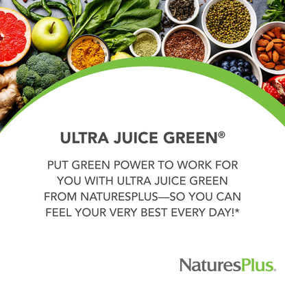 NaturesPlus Ultra Juice Green - 90 Bi-Layered Tablets - Supports Immune Health, Digestion & Energy Production - Organic, Non-GMO, Vegan, Gluten Free - 45 Servings - Maple Wellness Supplements