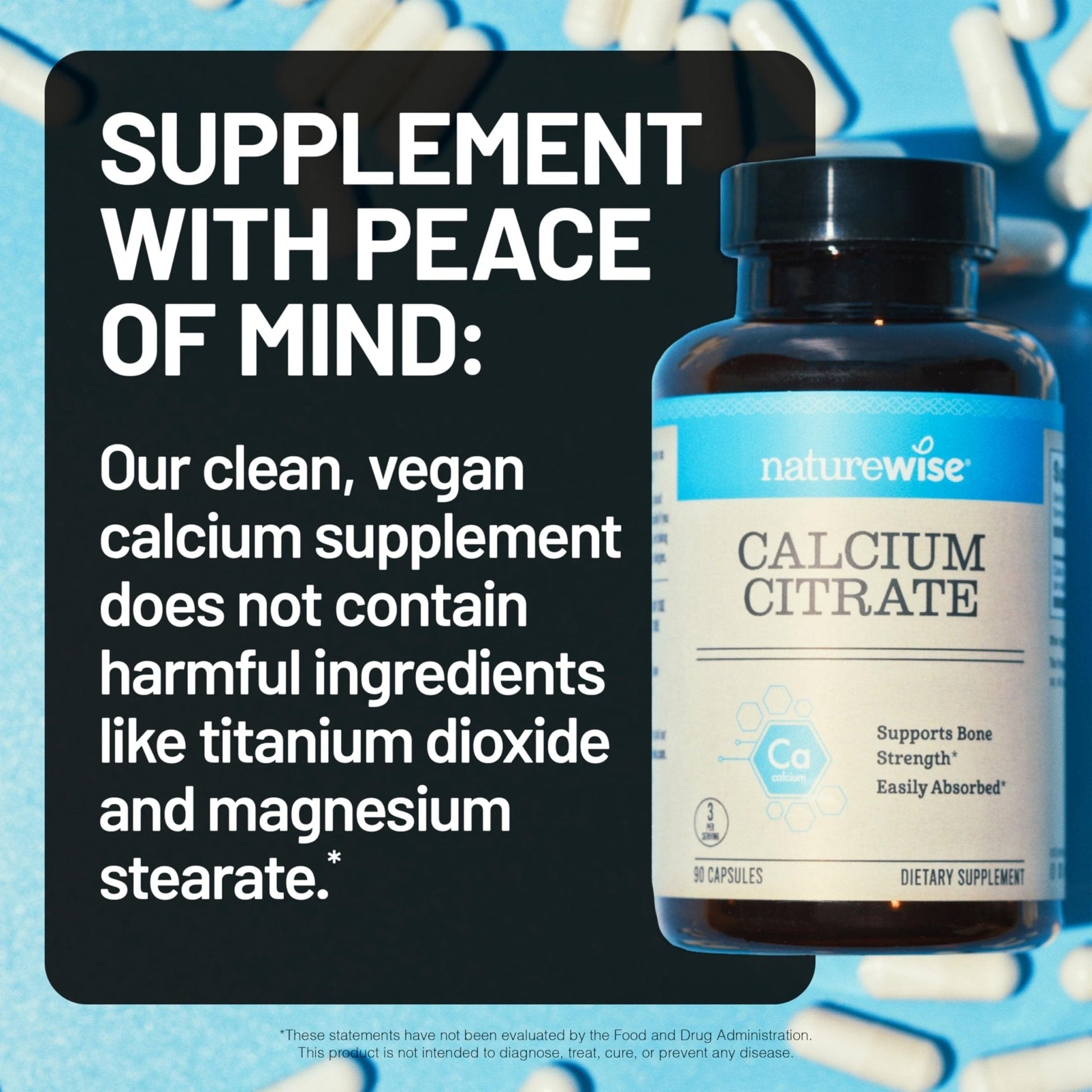 NatureWise Calcium Citrate 500mg Capsules - Supplement for Bone Health - Easy to Digest & Absorb - Vegan, Non-GMO - Maple Wellness Supplements