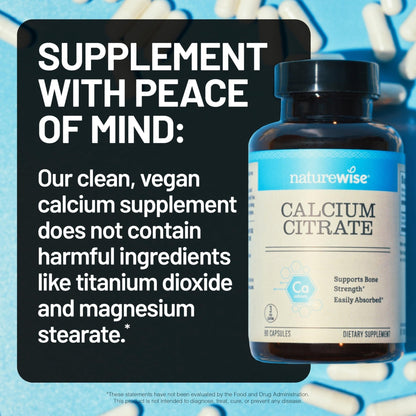 NatureWise Calcium Citrate 500mg Capsules - Supplement for Bone Health - Easy to Digest & Absorb - Vegan, Non-GMO - Maple Wellness Supplements