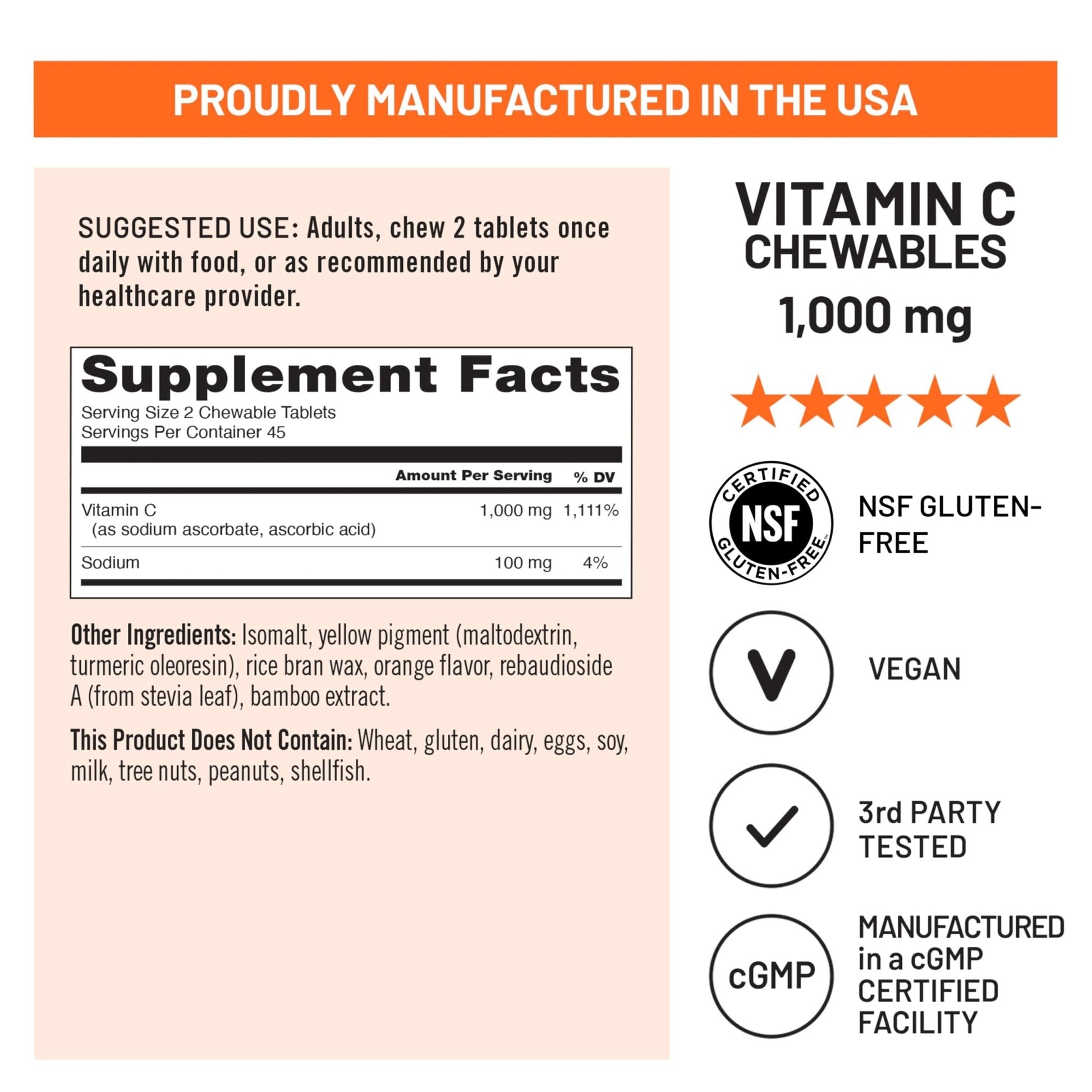 NatureWise Extra Strength Vitamin C Chewable 1000mg for Adults - Natural Orange Flavor - Immune System & Antioxidant Support - Non-GMO - Maple Wellness Supplements