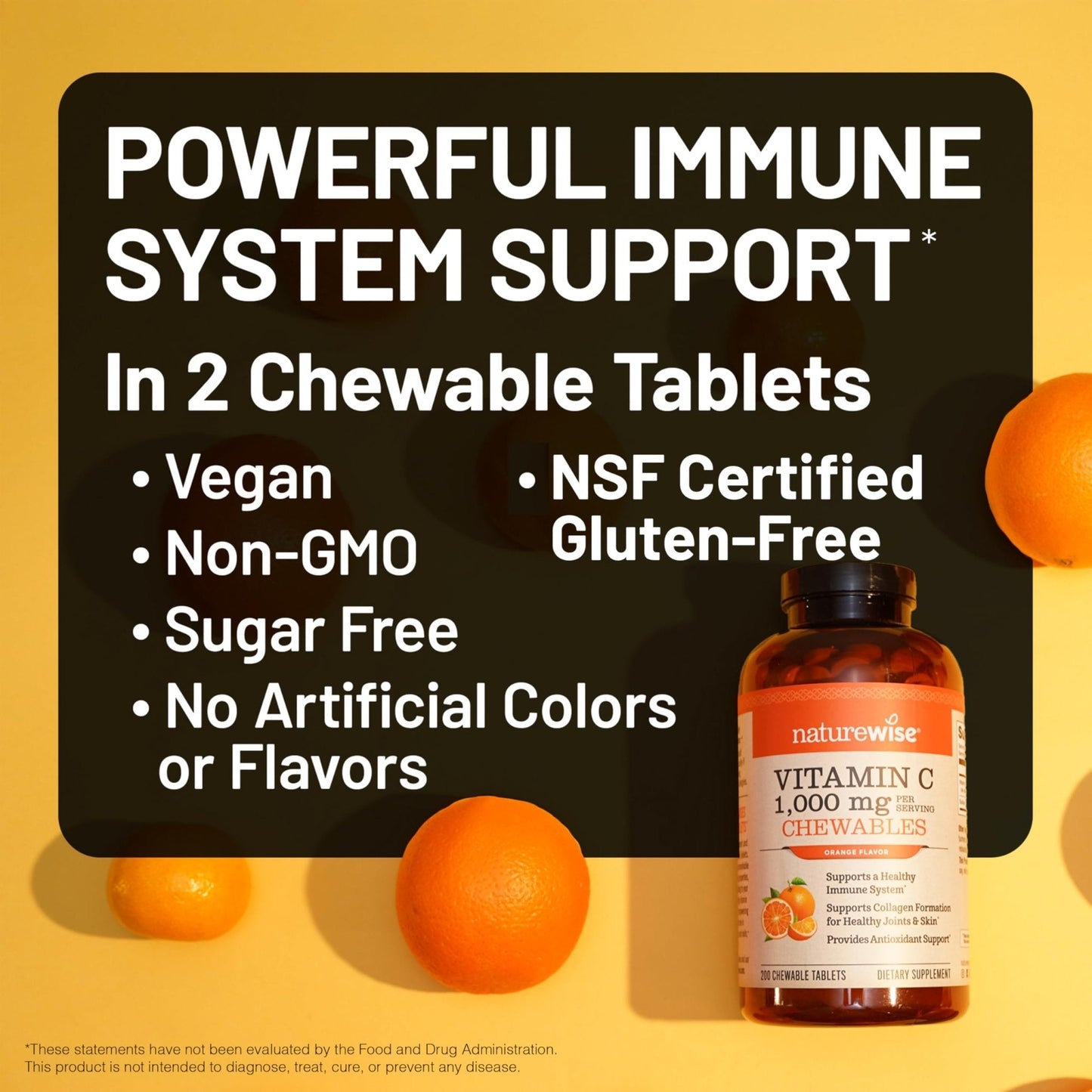 NatureWise Extra Strength Vitamin C Chewable 1000mg for Adults - Natural Orange Flavor - Immune System & Antioxidant Support - Non-GMO - Maple Wellness Supplements