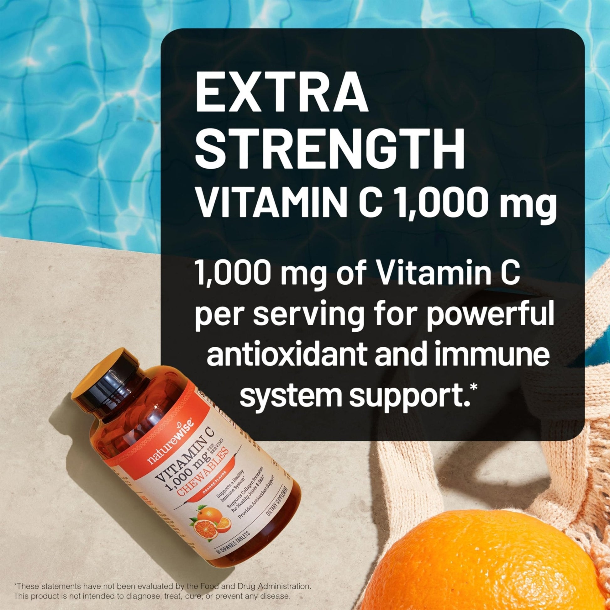 NatureWise Extra Strength Vitamin C Chewable 1000mg for Adults - Natural Orange Flavor - Immune System & Antioxidant Support - Non-GMO - Maple Wellness Supplements