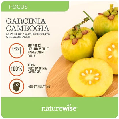 Naturewise Garcinia Cambogia with Pure Garcinia Cambogia Extract, 60% HCA Concentrati - Maple Wellness Supplements