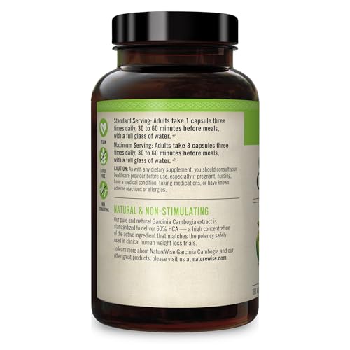 Naturewise Garcinia Cambogia with Pure Garcinia Cambogia Extract, 60% HCA Concentrati - Maple Wellness Supplements