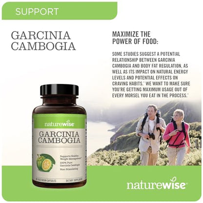 Naturewise Garcinia Cambogia with Pure Garcinia Cambogia Extract, 60% HCA Concentrati - Maple Wellness Supplements